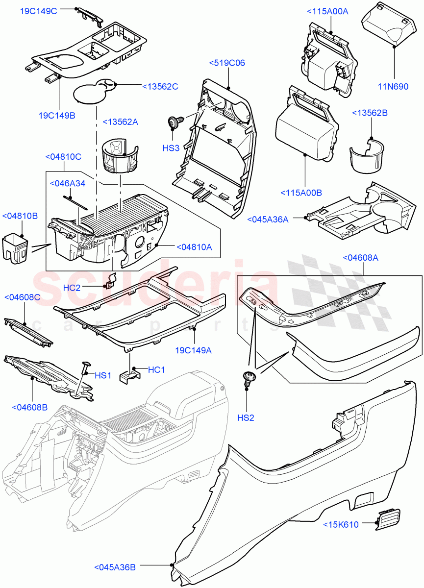 Console - Floor (External Components, For Carrier Assy) ((V) FROMAA000001) of Land Rover Land Rover Range Rover Sport (2010-2013) [3.6 V8 32V DOHC EFI Diesel]