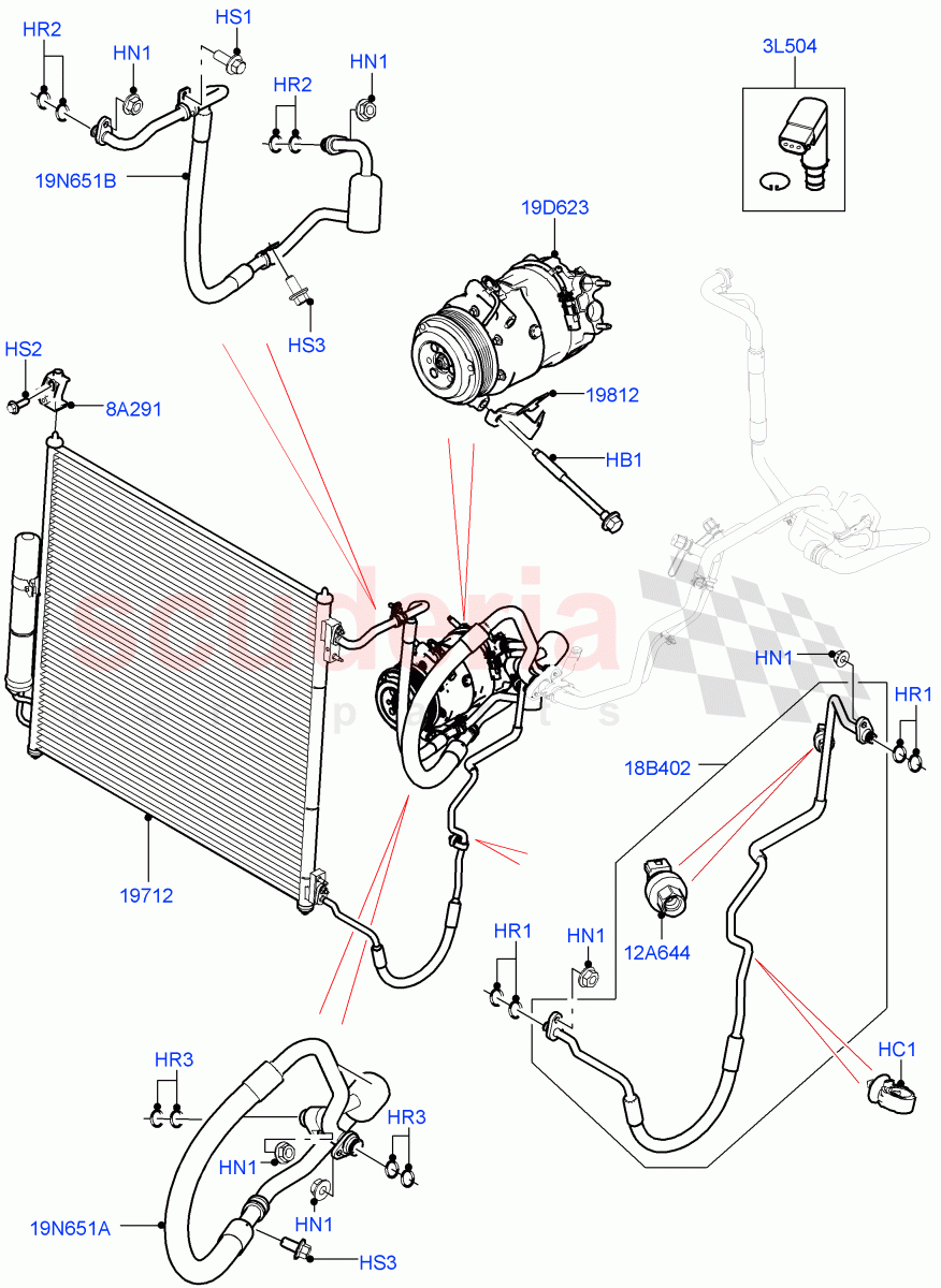 Air Conditioning Condensr/Compressr (Front) (5.0L OHC SGDI NA V8 Petrol - AJ133, 3.0L DOHC GDI SC V6 PETROL, 5.0L OHC SGDI SC V8 Petrol - AJ133, 5.0L P AJ133 DOHC CDA S/C Enhanced, 5.0 Petrol AJ133 DOHC CDA) of Land Rover Land Rover Range Rover (2012-2021) [2.0 Turbo Petrol GTDI]