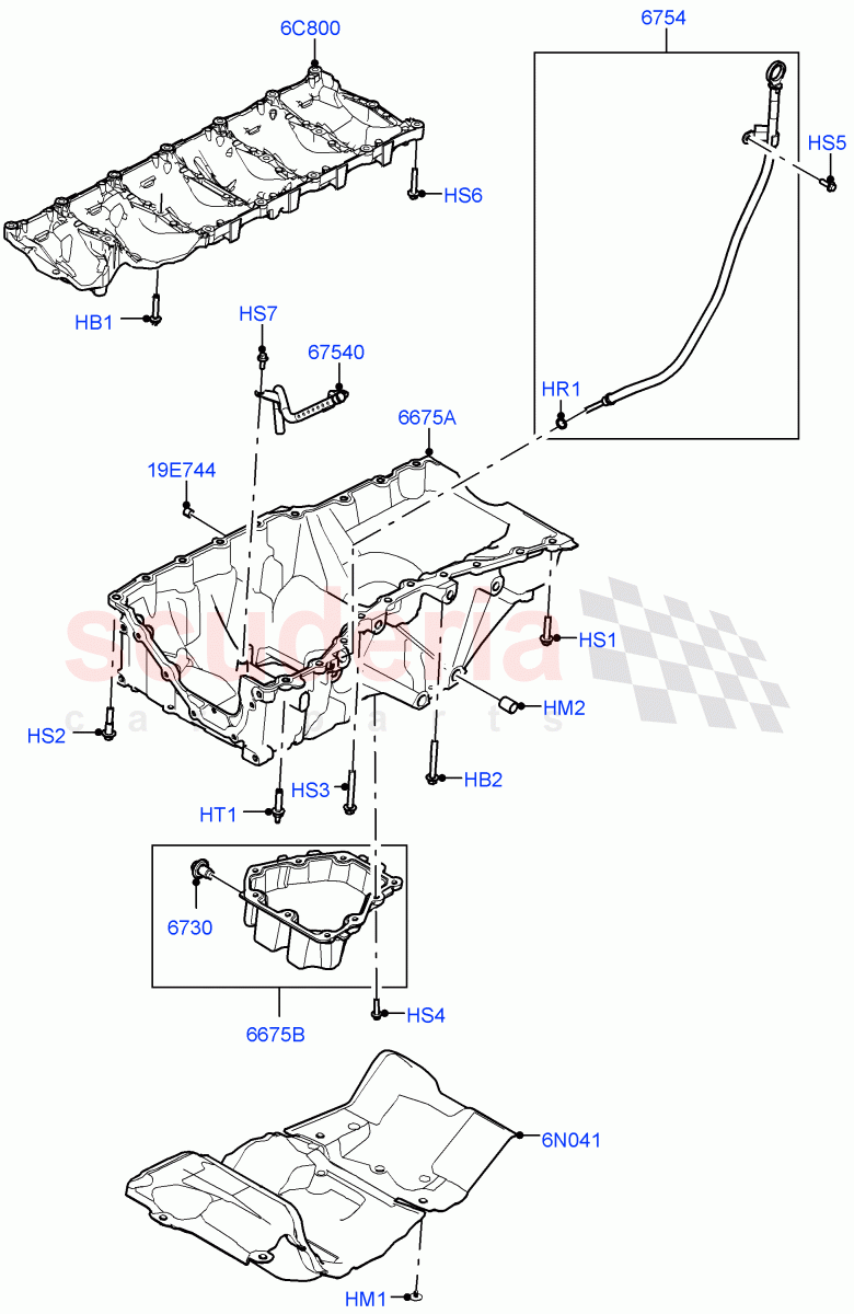 Oil Pan/Oil Level Indicator (3.0L AJ20D6 Diesel High) of Land Rover Land Rover Range Rover (2022+) [3.0 I6 Turbo Diesel AJ20D6]
