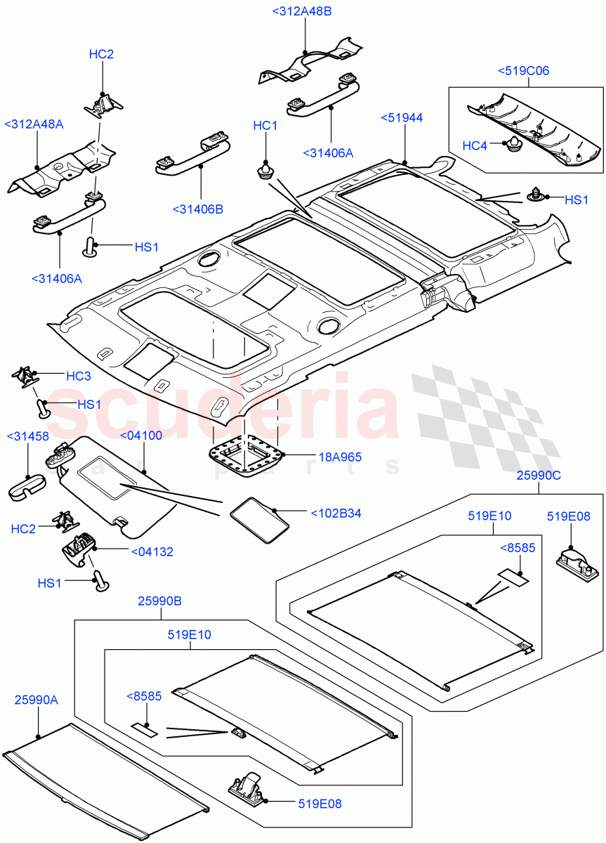 Headlining And Sun Visors ((V) FROMAA000001) of Land Rover Land Rover Discovery 4 (2010-2016) [5.0 OHC SGDI NA V8 Petrol]