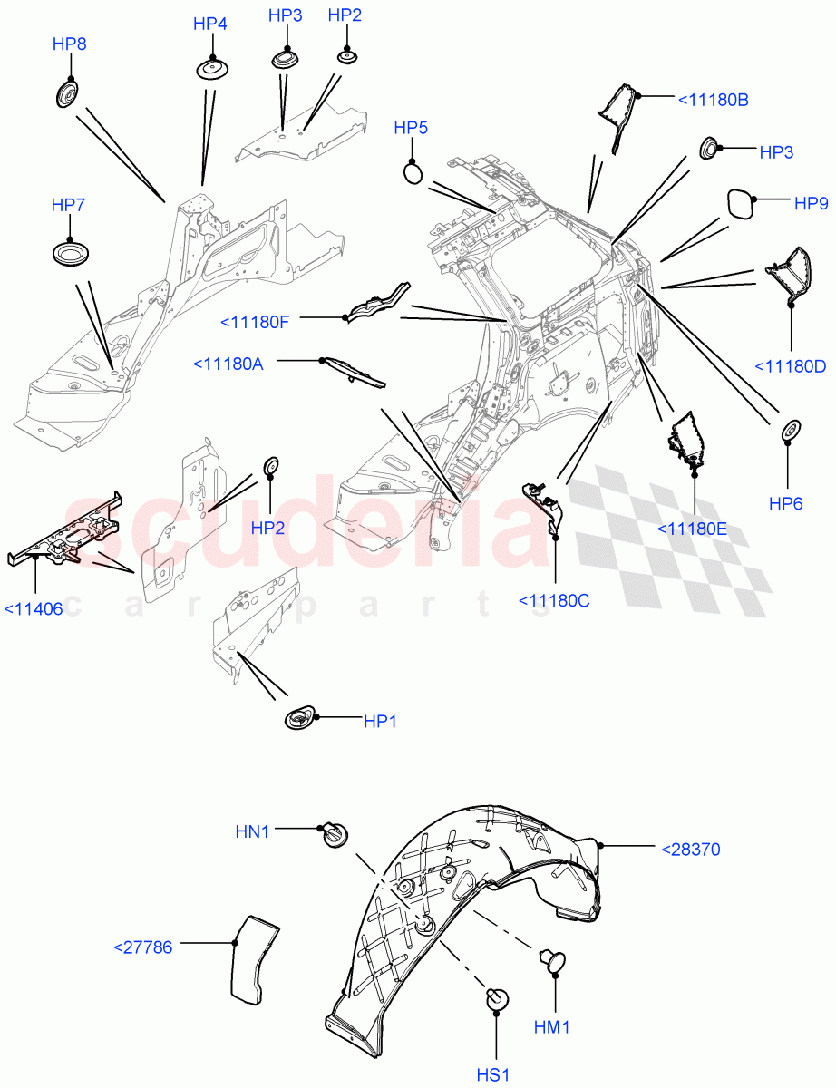 Side Panels - Inner (Wheelarch, Middle - Rear, Inner - Rear) of Land Rover Land Rover Range Rover (2012-2021) [3.0 I6 Turbo Petrol AJ20P6]