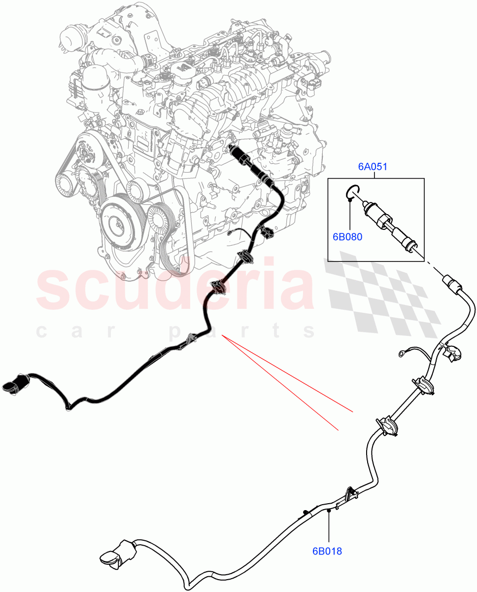 Engine Heater (Solihull Plant Build) (2.0L I4 DSL MID DOHC AJ200, 2.0L I4 DSL HIGH DOHC AJ200) ((V) FROMHA000001) of Land Rover Land Rover Discovery 5 (2017+) [2.0 Turbo Diesel]