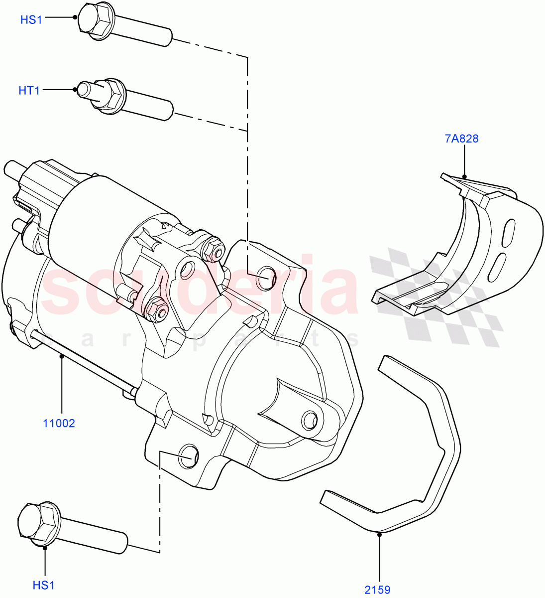 Starter Motor (2.0L 16V TIVCT T/C 240PS Petrol, Changsu (China)) ((V) FROMEG000001) of Land Rover Land Rover Discovery Sport (2015+) [2.0 Turbo Petrol GTDI]