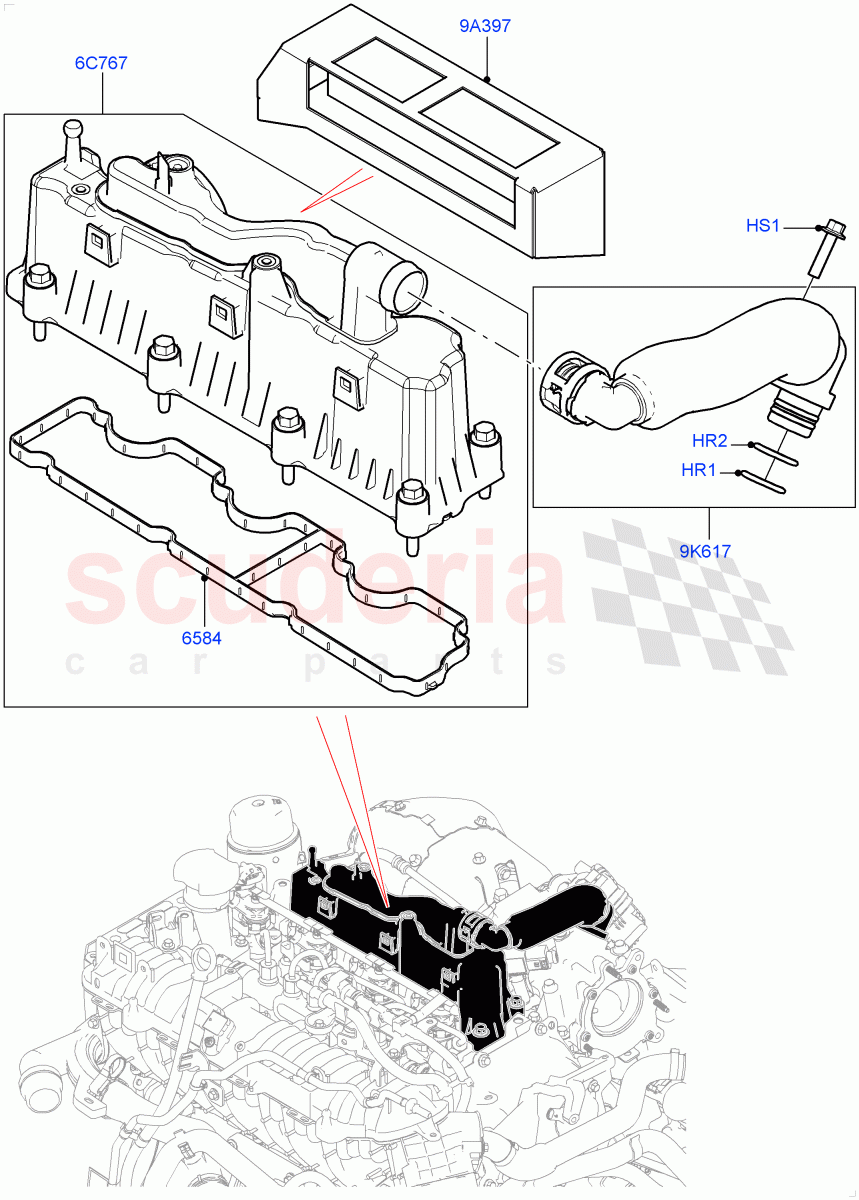 Emission Control - Crankcase (2.0L I4 DSL MID DOHC AJ200, Itatiaia (Brazil), 2.0L I4 DSL HIGH DOHC AJ200) ((V) FROMGT000001) of Land Rover Land Rover Range Rover Evoque (2012-2018) [2.0 Turbo Diesel]
