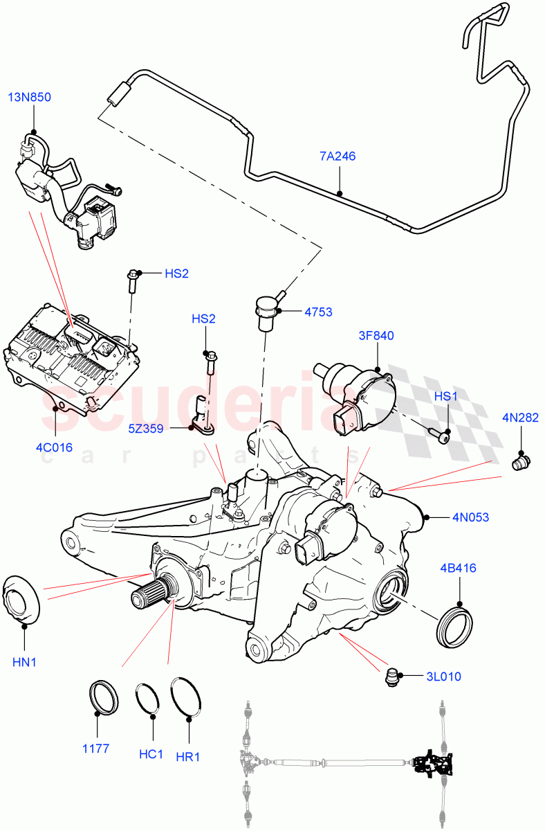 Rear Axle (Halewood (UK), All Wheel Drive, Efficient Driveline, Electric Engine Battery-MHEV, Less Electric Engine Battery) of Land Rover Land Rover Range Rover Evoque (2019+) [2.0 Turbo Diesel]