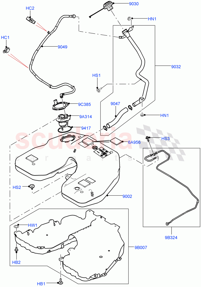 Fuel Tank & Related Parts (2.0L 16V TIVCT T/C 240PS Petrol) of Land Rover Land Rover Range Rover Sport (2014+) [2.0 Turbo Petrol GTDI]