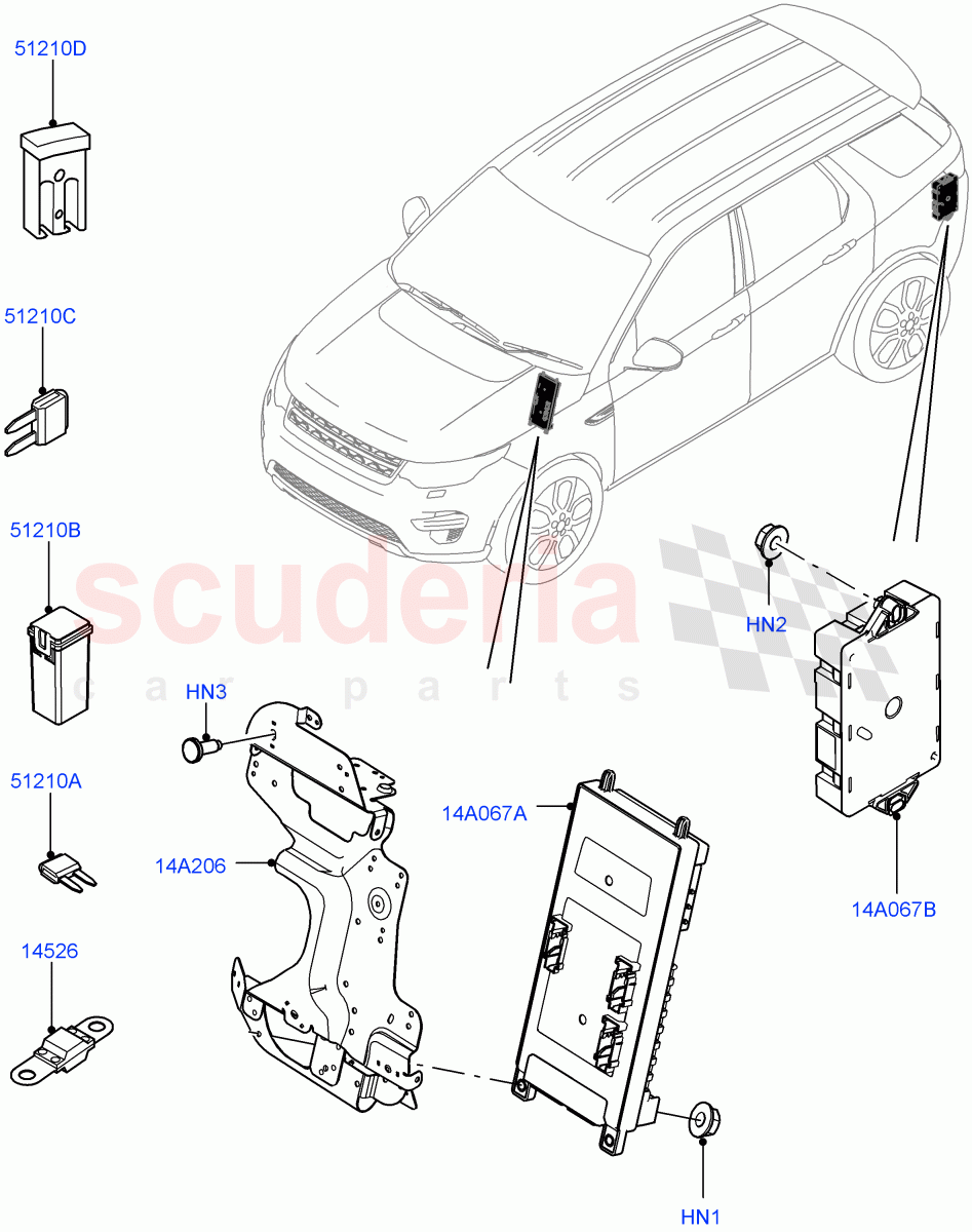 Fuses, Holders And Circuit Breakers (Halewood (UK)) ((V) TOKH999999) of Land Rover Land Rover Discovery Sport (2015+) [2.0 Turbo Diesel]