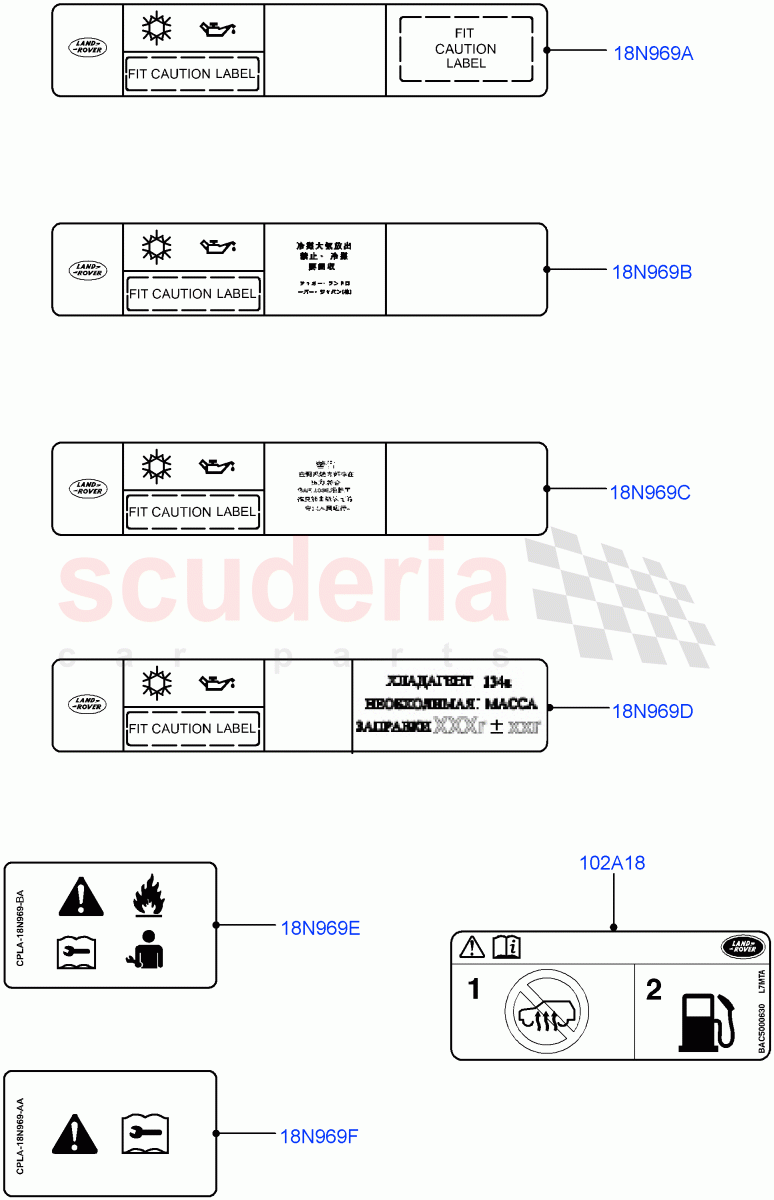 Labels (Air Conditioning) of Land Rover Land Rover Range Rover (2012-2021) [2.0 Turbo Petrol GTDI]