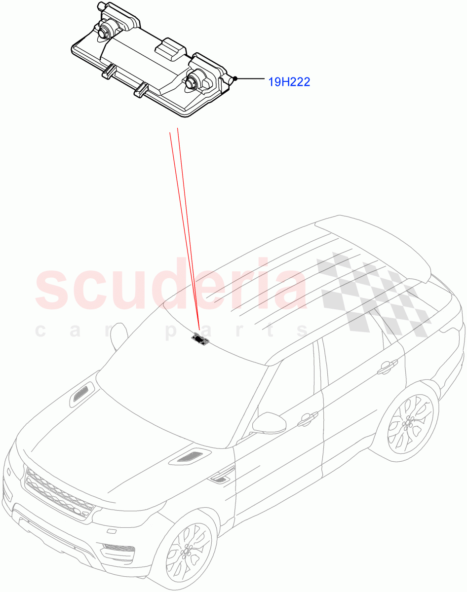 Camera Equipment (Forward Facing Camera) ((V) FROMHA000001, (V) TOHA999999) of Land Rover Land Rover Range Rover Sport (2014+) [3.0 I6 Turbo Diesel AJ20D6]