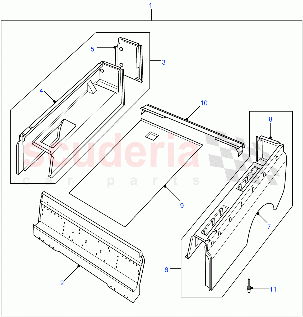 Rear Body Lower (Hard Top, 110" Wheelbase, Pick Up, Soft Top) ((V) FROM7A000001) of Land Rover Land Rover Defender (2007-2016)