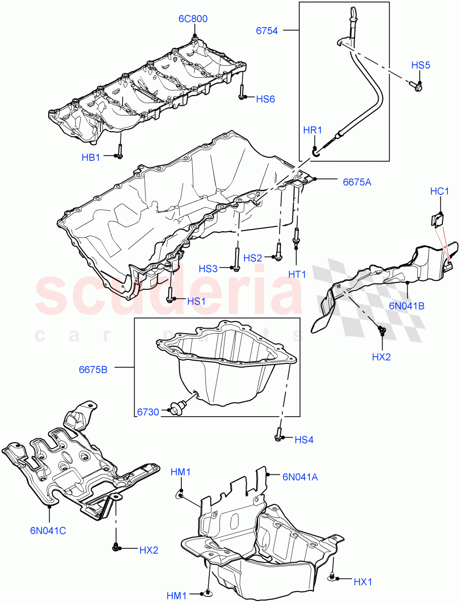 Oil Pan/Oil Level Indicator (3.0L AJ20D6 Diesel High) ((V) FROMLA000001) of Land Rover Land Rover Range Rover Sport (2014+) [3.0 I6 Turbo Diesel AJ20D6]