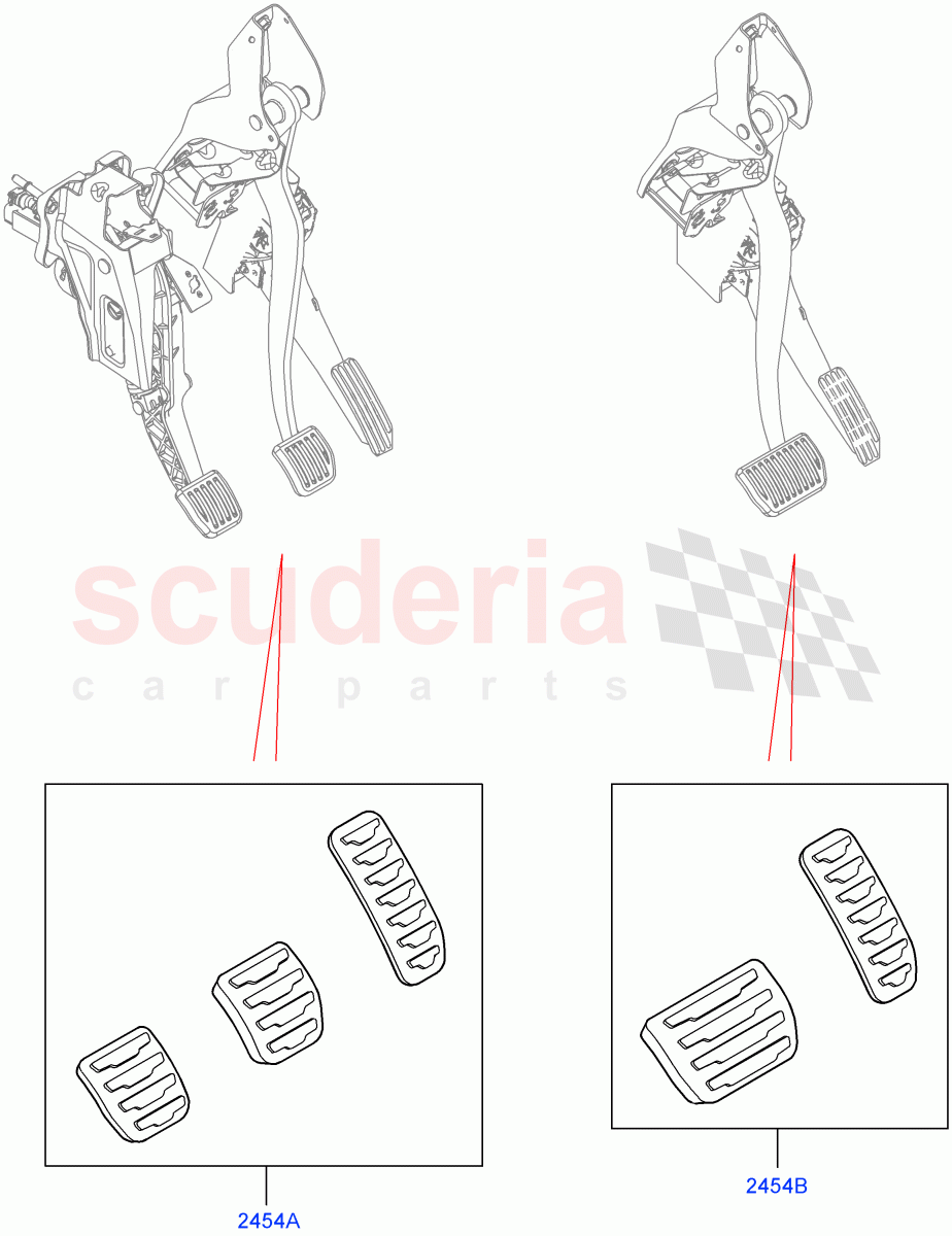 Pedal Covers (Itatiaia (Brazil)) of Land Rover Land Rover Range Rover Evoque (2019+) [1.5 I3 Turbo Petrol AJ20P3]