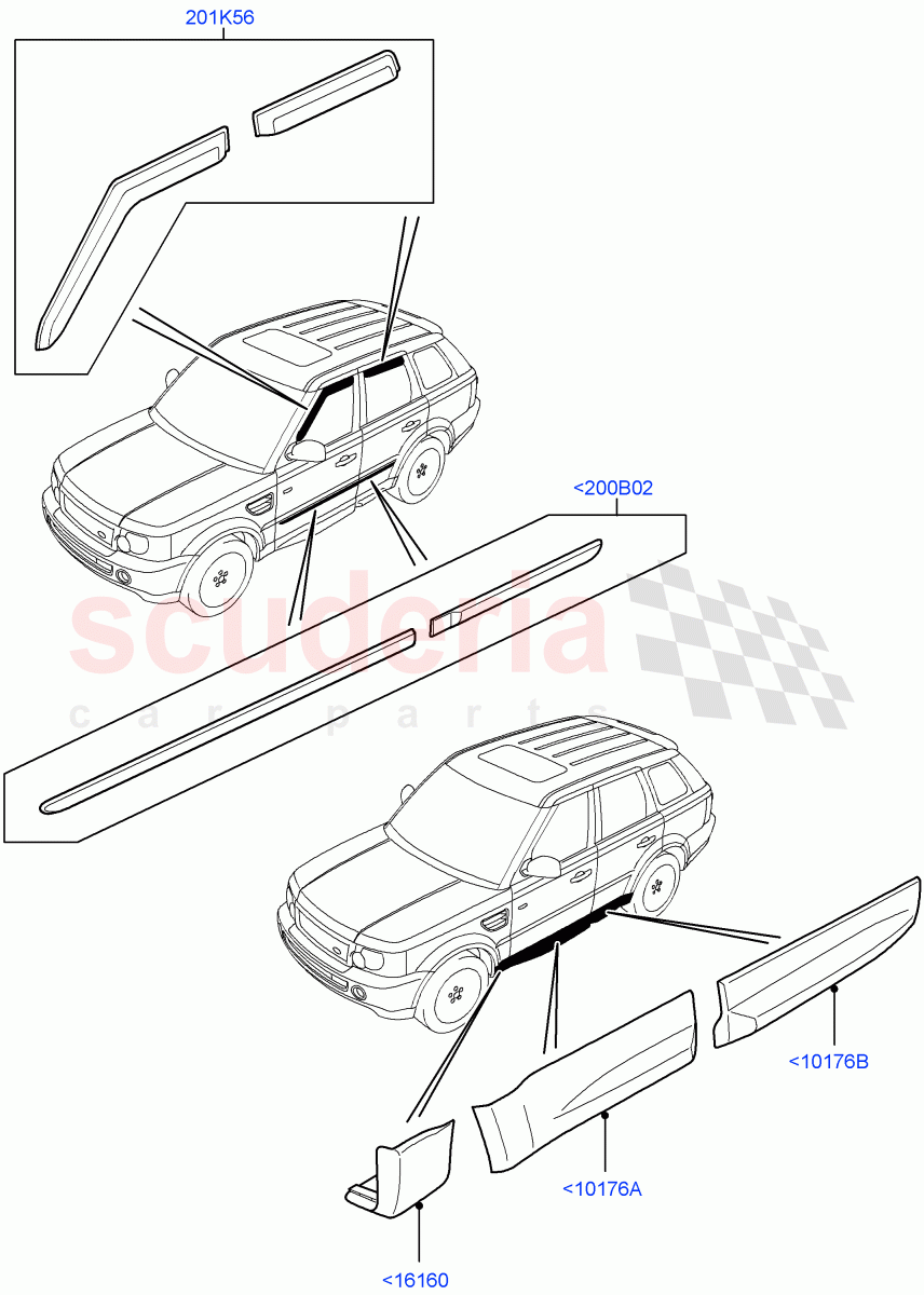 Body Dress Up Kits - Side (Accessory) ((V) TO9A999999) of Land Rover Land Rover Range Rover Sport (2005-2009) [3.6 V8 32V DOHC EFI Diesel]