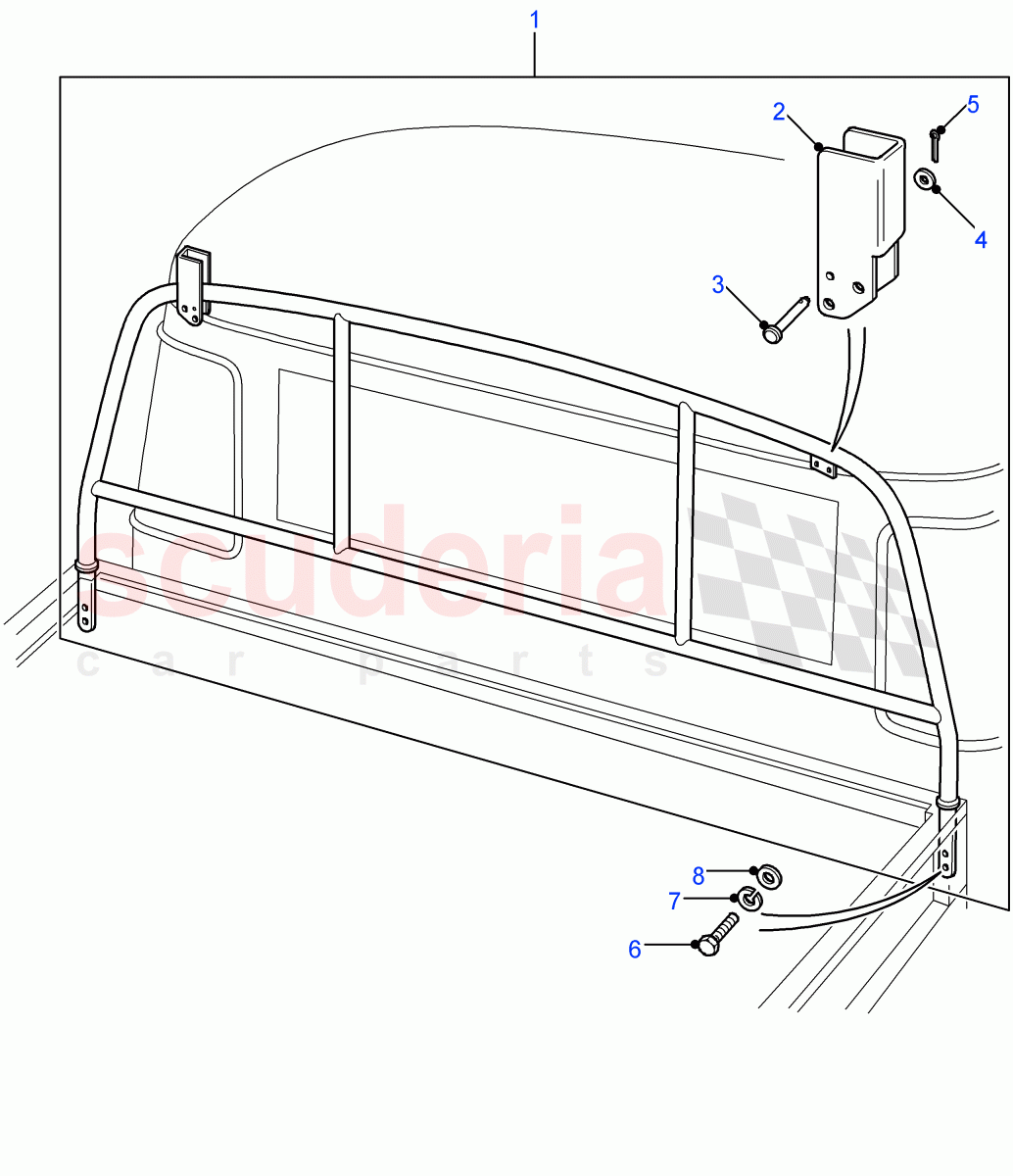 Ladder Rack (High Capacity Pick Up, 110" Wheelbase, Crew Cab HCPU, 130" Wheelbase) ((V) FROM7A000001) of Land Rover Land Rover Defender (2007-2016)