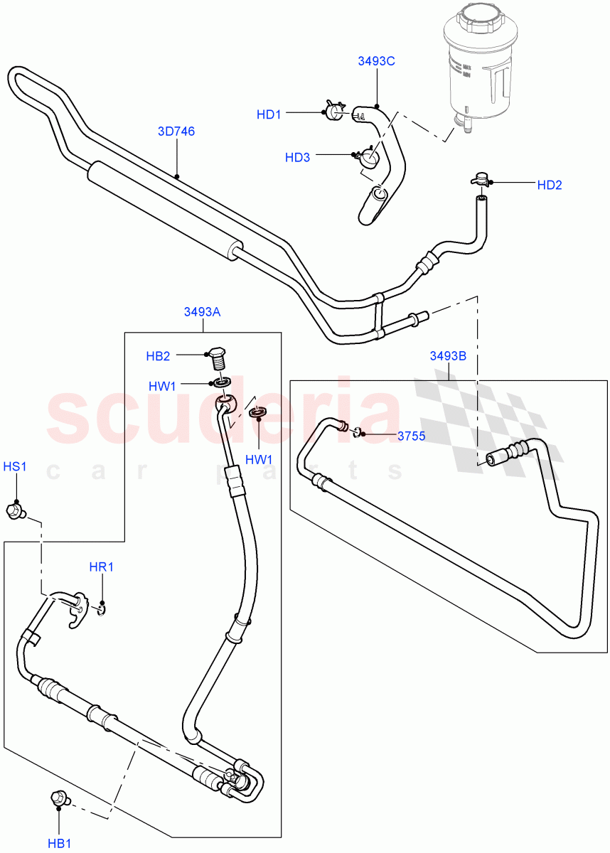 Supply & Return Hoses - Power Strg (Cologne V6 4.0 EFI (SOHC)) ((V) FROMAA000001) of Land Rover Land Rover Discovery 4 (2010-2016) [2.7 Diesel V6]