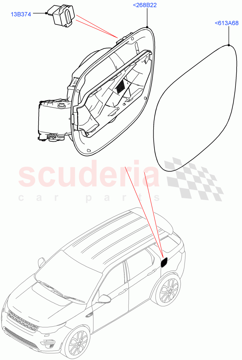 Fuel Tank Filler Door And Controls (Changsu (China), Electric Engine Battery-PHEV) ((V) FROMLG000001) of Land Rover Land Rover Discovery Sport (2015+) [1.5 I3 Turbo Petrol AJ20P3]