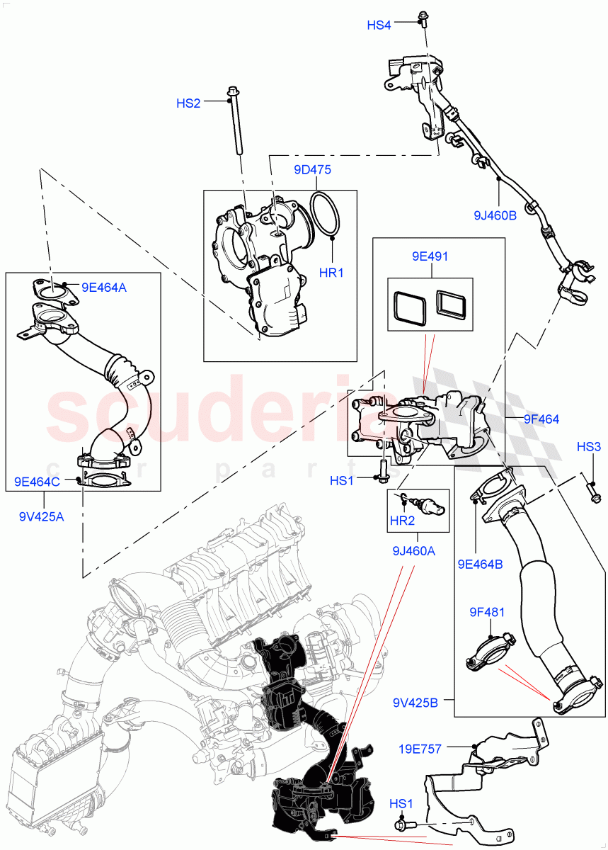Exhaust Gas Recirculation (Low Pressure EGR) (2.0L AJ20D4 Diesel High PTA, Halewood (UK)) of Land Rover Land Rover Discovery Sport (2015+) [2.0 Turbo Diesel]
