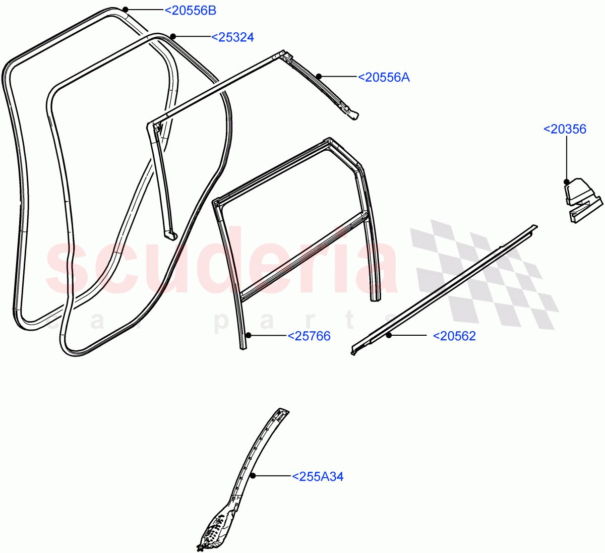 Rear Doors, Hinges & Weatherstrips (Weatherstrips And Seals) (Itatiaia (Brazil)) of Land Rover Land Rover Range Rover Evoque (2019+) [1.5 I3 Turbo Petrol AJ20P3]