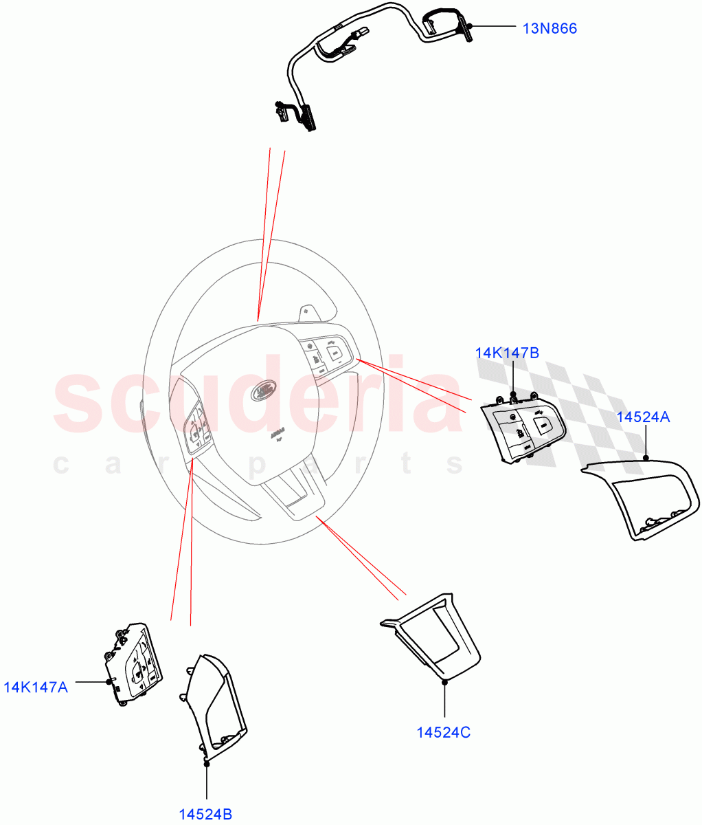 Switches (Steering Wheel) (Itatiaia (Brazil)) ((V) FROMGT000001) of Land Rover Land Rover Discovery Sport (2015+) [2.0 Turbo Petrol GTDI]