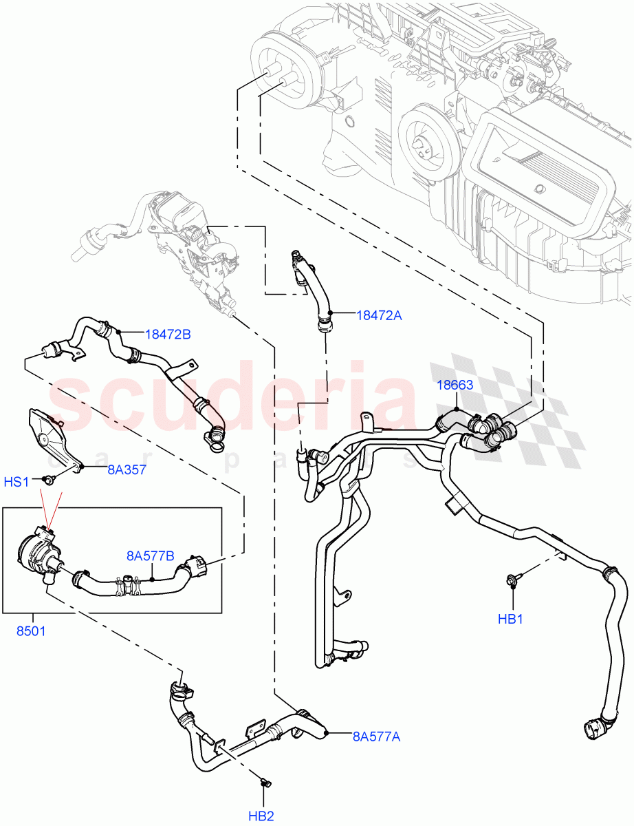Heater Hoses (Front) (3.0L AJ20P6 Petrol High, With Fuel Fired Heater, Premium Air Conditioning-Front/Rear) ((V) FROMKA000001) of Land Rover Land Rover Range Rover (2012-2021) [3.0 I6 Turbo Petrol AJ20P6]