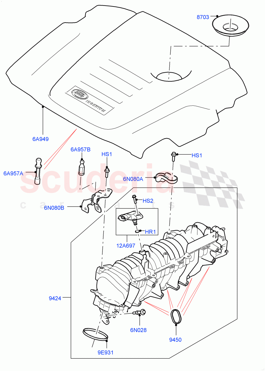 Inlet Manifold (Nitra Plant Build) (2.0L I4 DSL MID DOHC AJ200) ((V) FROMK2000001) of Land Rover Land Rover Discovery 5 (2017+) [2.0 Turbo Diesel]