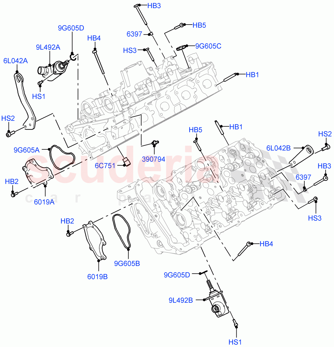 Cylinder Head (Related Parts) (4.4 V8 Turbo Petrol (NC10)) of Land Rover Land Rover Range Rover (2022+) [4.4 V8 Turbo Petrol NC10]