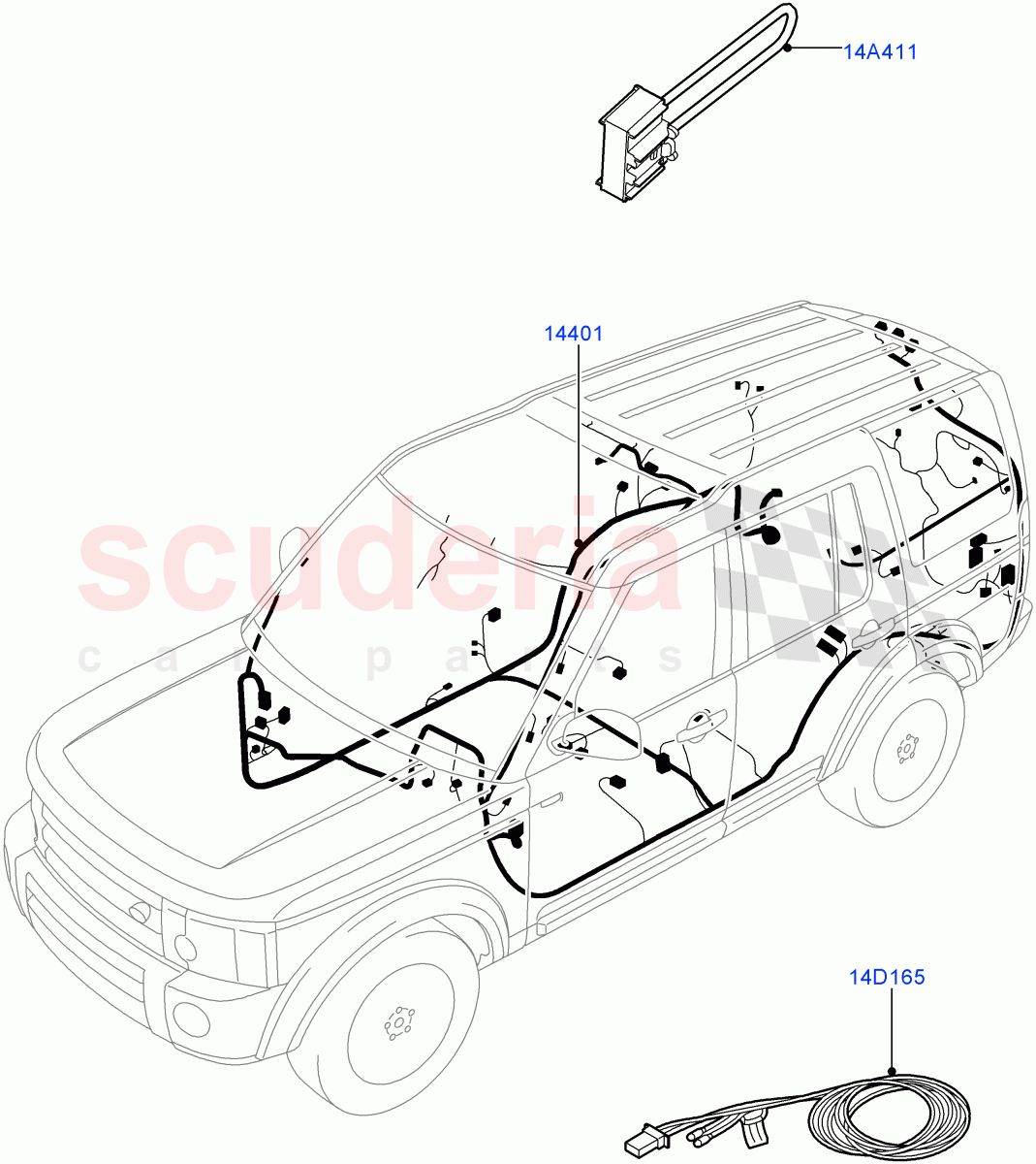 Electrical Wiring - Engine And Dash (Main Harness) ((V) FROMBA000001, (V) TOBA999999) of Land Rover Land Rover Discovery 4 (2010-2016) [4.0 Petrol V6]