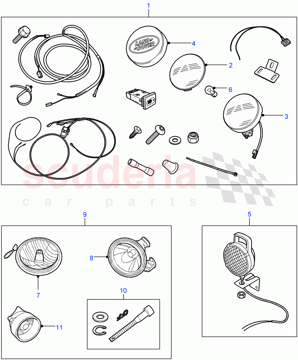 Driving Lamps - Accessory ((V) FROM7A000001) of Land Rover Land Rover Defender (2007-2016)