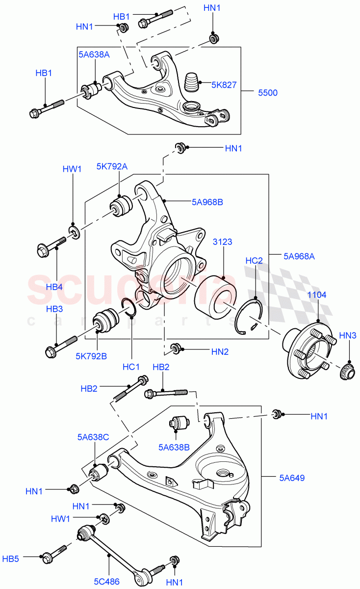 Rear Knuckle And Suspension Arms ((V) FROMAA000001) of Land Rover Land Rover Range Rover (2010-2012) [5.0 OHC SGDI NA V8 Petrol]