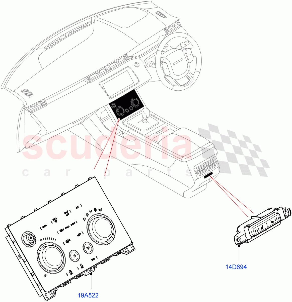 Heater & Air Conditioning Controls (Changsu (China)) of Land Rover Land Rover Range Rover Evoque (2019+) [2.0 Turbo Petrol AJ200P]