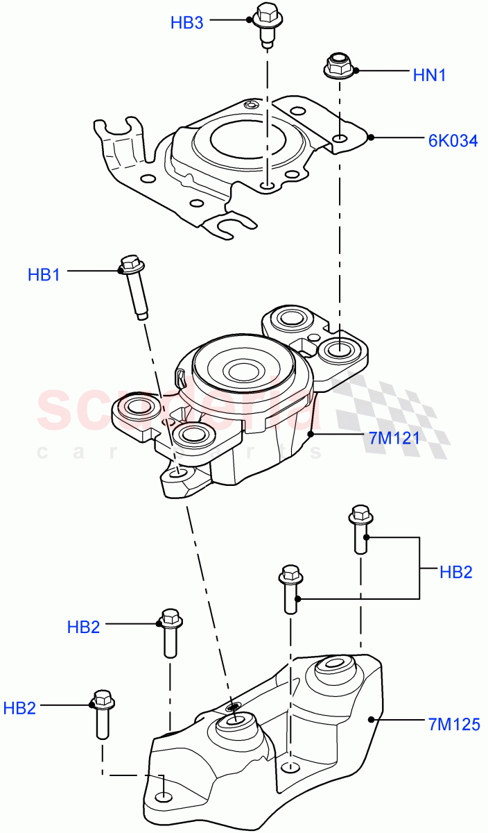 Transmission Mounting (2.2L CR DI 16V Diesel, 9 Speed Auto AWD, Halewood (UK), 6 Speed Auto AWF21 AWD) of Land Rover Land Rover Range Rover Evoque (2012-2018) [2.0 Turbo Diesel]