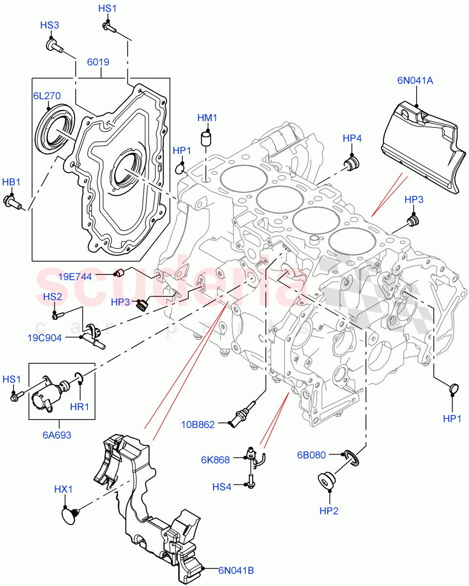 Cylinder Block And Plugs (2.0L AJ20D4 Diesel LF PTA, Halewood (UK), 2.0L AJ20D4 Diesel Mid PTA, 2.0L AJ20D4 Diesel High PTA) of Land Rover Land Rover Discovery Sport (2015+) [2.0 Turbo Diesel]