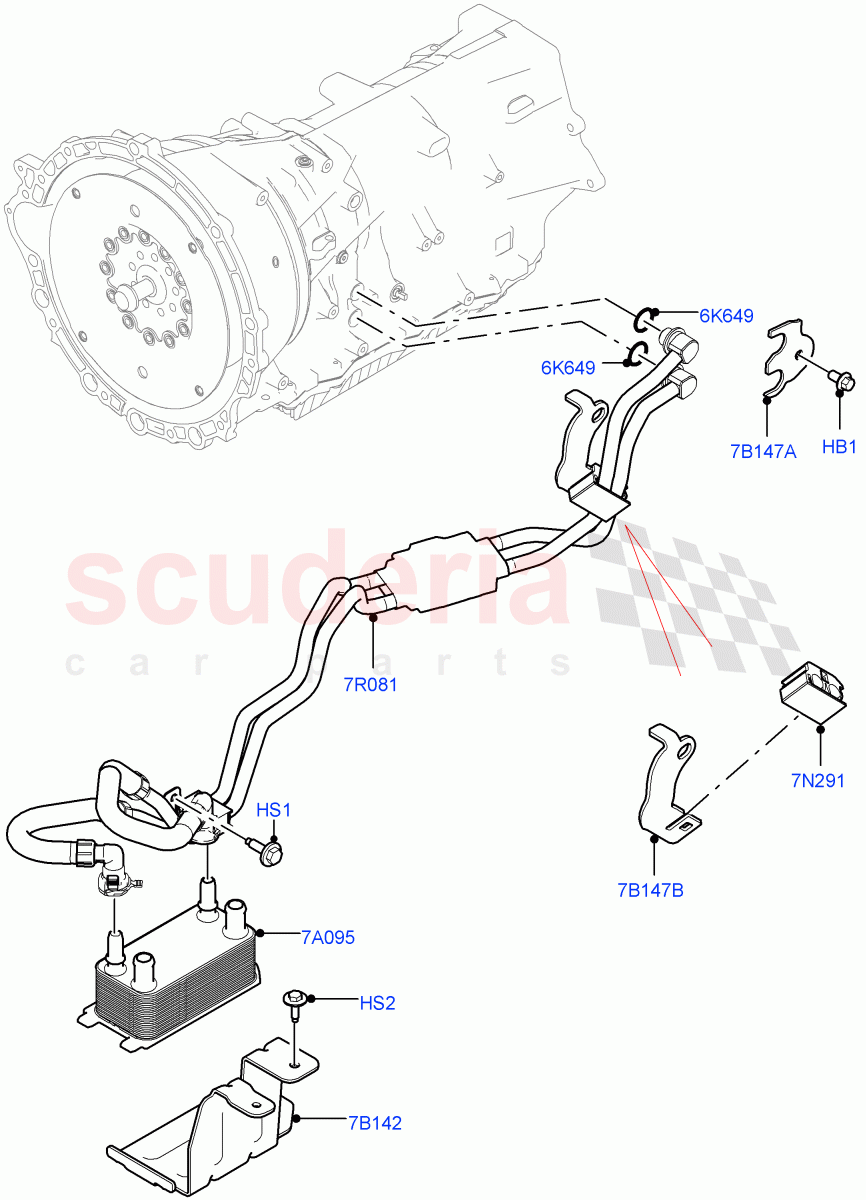 Transmission Cooling Systems (2.0L I4 Mid DOHC AJ200 Petrol, 8 Speed Auto Trans ZF 8HP45, 2.0L I4 High DOHC AJ200 Petrol) of Land Rover Land Rover Range Rover Velar (2017+) [3.0 DOHC GDI SC V6 Petrol]