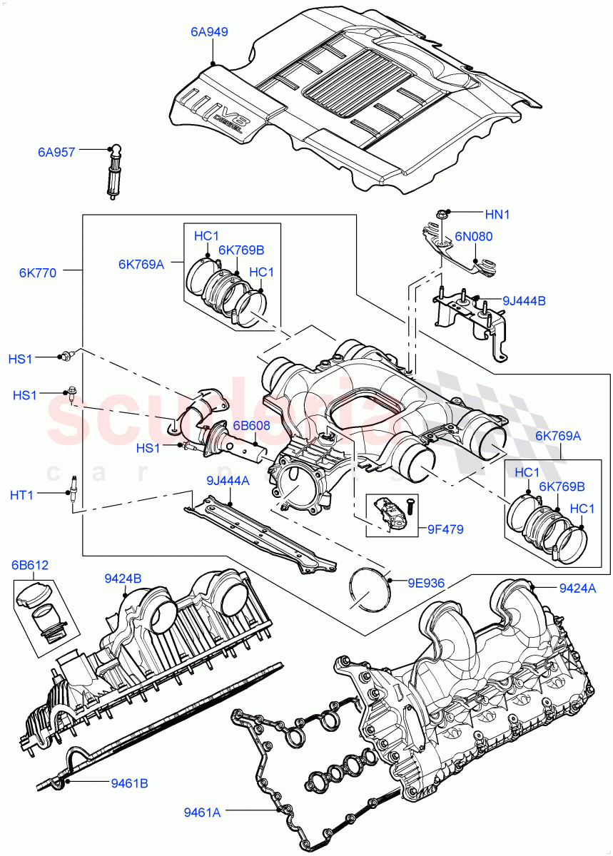 Inlet Manifold (4.4L DOHC DITC V8 Diesel) ((V) FROMBA000001) of Land Rover Land Rover Range Rover (2010-2012) [4.4 DOHC Diesel V8 DITC]