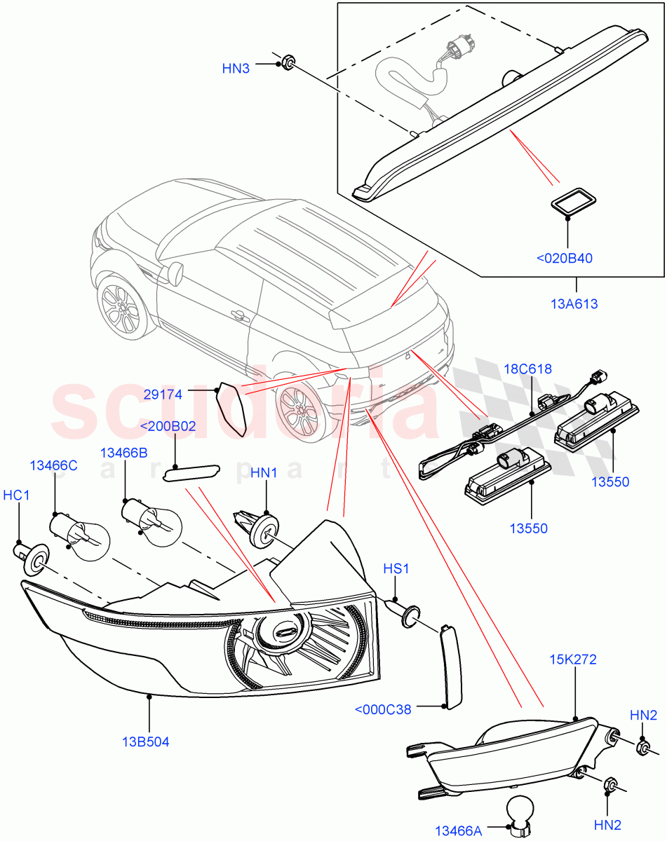 Rear Lamps (Halewood (UK)) of Land Rover Land Rover Range Rover Evoque (2012-2018) [2.0 Turbo Petrol GTDI]