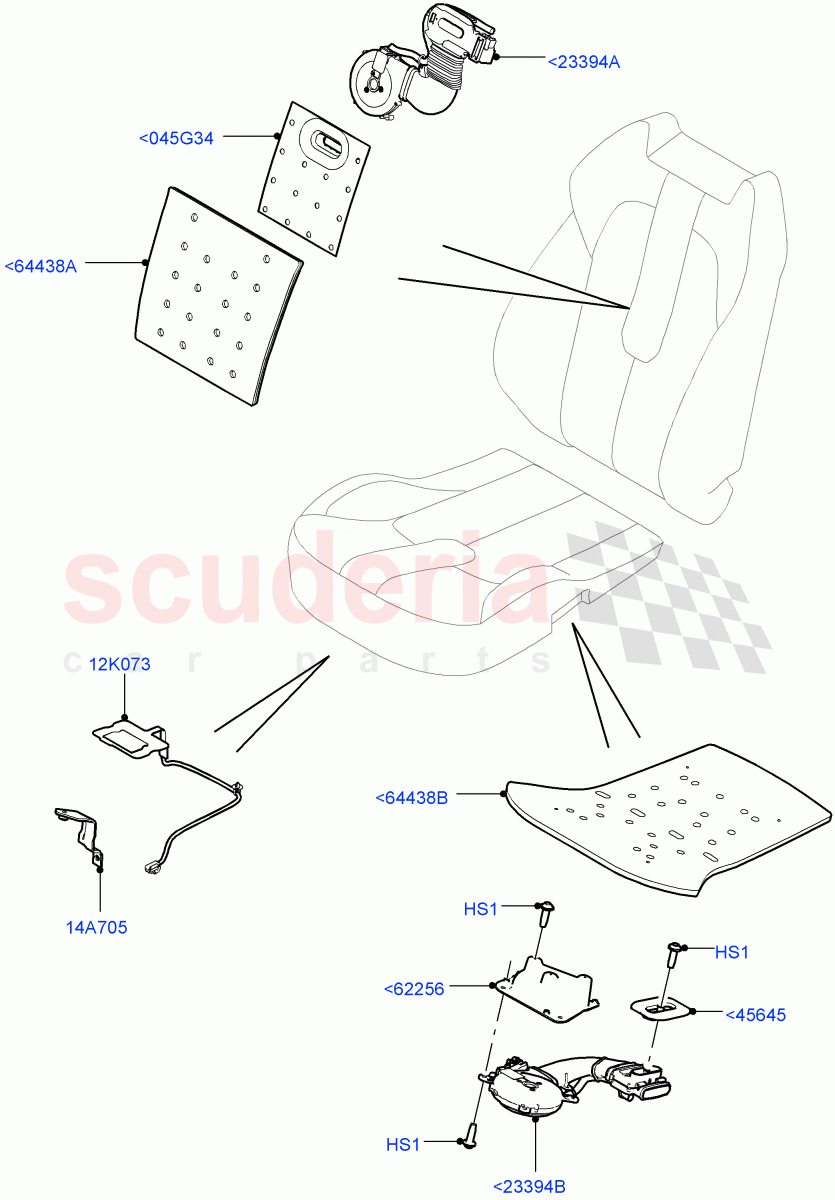 Front Seat Pads/Valances & Heating (Halewood (UK)) ((V) FROMEH000001, (V) TOFH999999) of Land Rover Land Rover Range Rover Evoque (2012-2018) [2.2 Single Turbo Diesel]