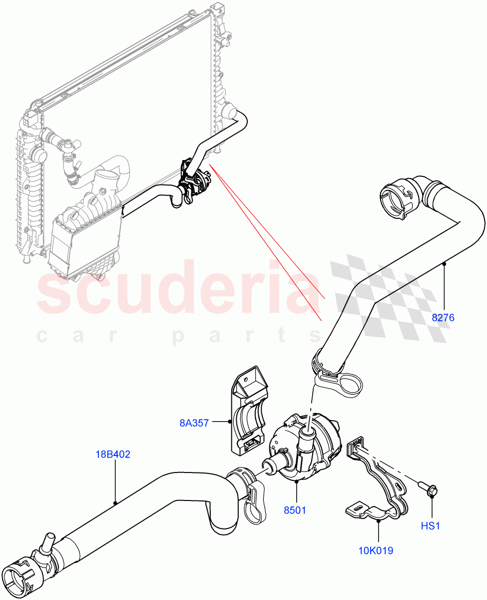 Water Pump (Auxiliary Unit) (2.0L I4 DSL HIGH DOHC AJ200, Itatiaia (Brazil)) ((V) FROMJT000001) of Land Rover Land Rover Range Rover Evoque (2012-2018) [2.0 Turbo Diesel]