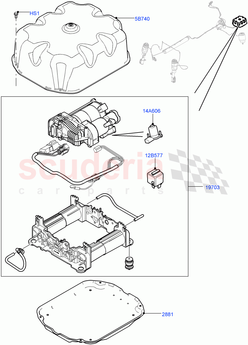 Air Suspension Compressor And Lines (Service Only, Compressor Assy) ((V) FROMAA000001, (V) TOCA393639) of Land Rover Land Rover Range Rover (2010-2012) [3.6 V8 32V DOHC EFI Diesel]