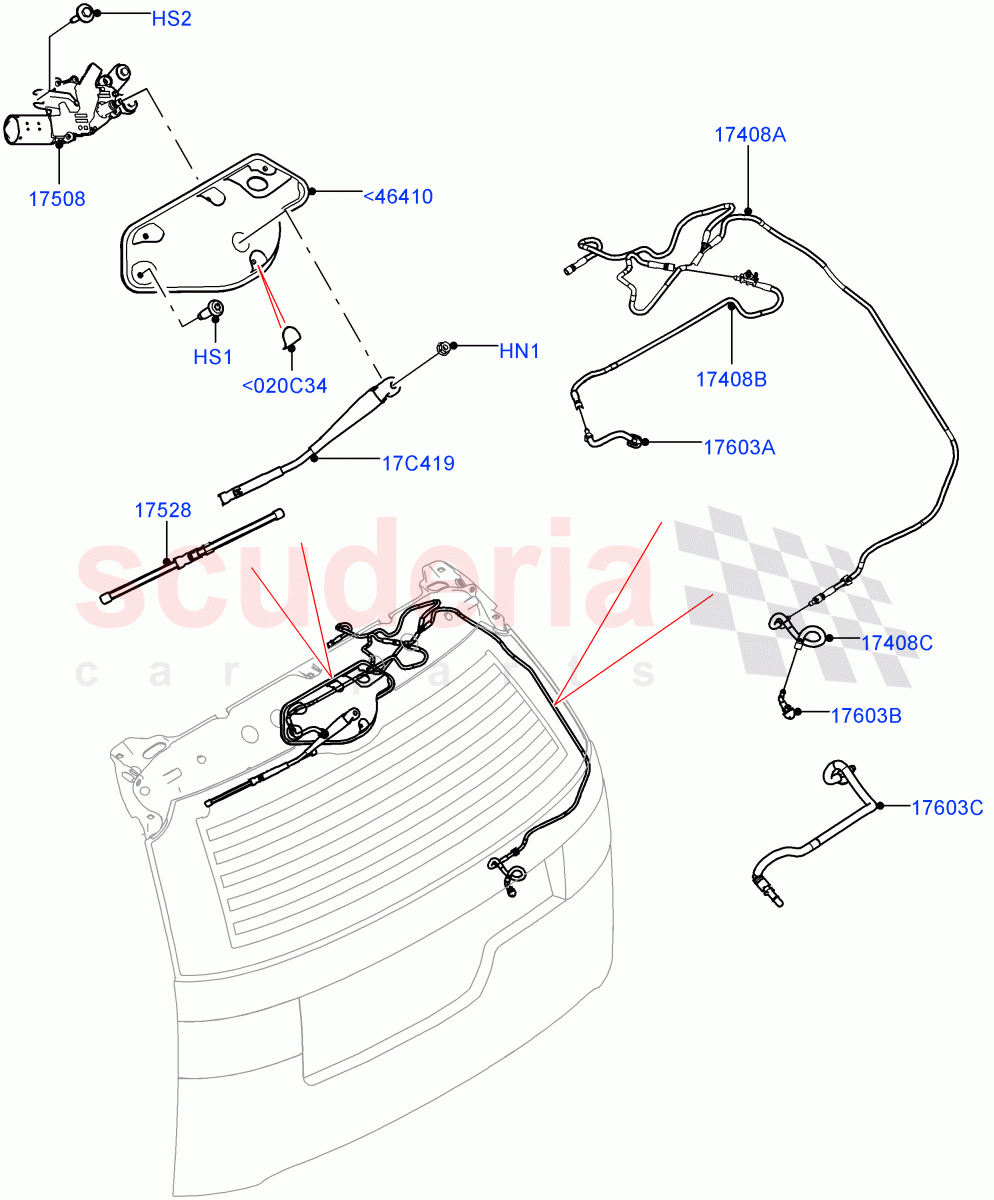 Rear Window Wiper And Washer (Nitra Plant Build) ((V) FROMK2000001) of Land Rover Land Rover Discovery 5 (2017+) [3.0 DOHC GDI SC V6 Petrol]