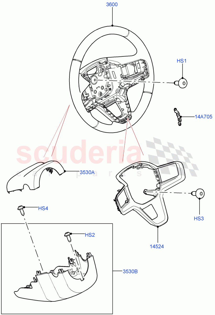 Steering Wheel (Changsu (China)) ((V) FROMMG575835) of Land Rover Land Rover Range Rover Evoque (2019+) [2.0 Turbo Diesel]