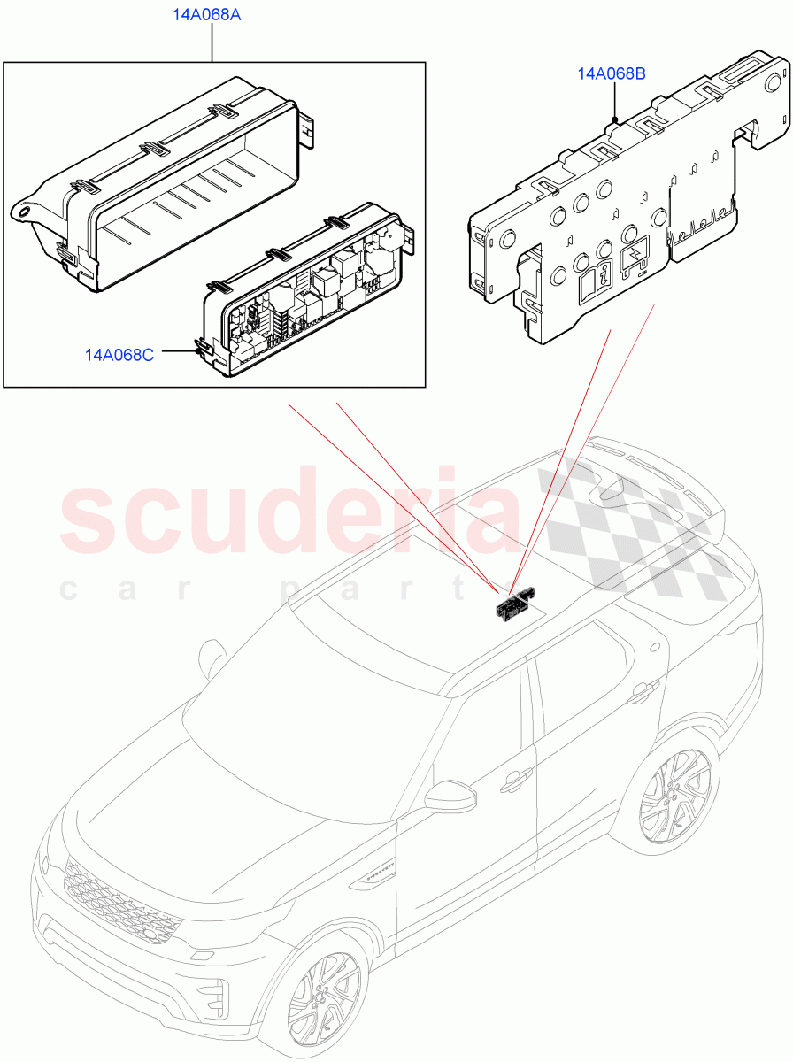 Fuses, Holders And Circuit Breakers (Rear, Nitra Plant Build) ((V) FROMK2000001) of Land Rover Land Rover Discovery 5 (2017+) [2.0 Turbo Petrol AJ200P]