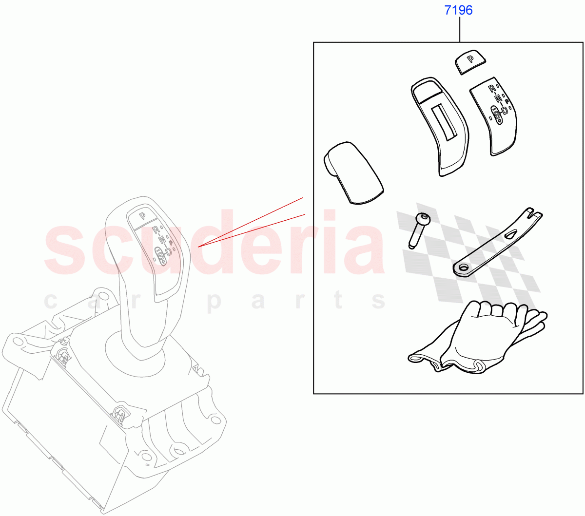 Gear Change-Automatic Transmission (Gear Shift Trigger Kit, Nitra Plant Build) (2.0L I4 High DOHC AJ200 Petrol, 8 Speed Auto Trans ZF 8HP45) of Land Rover Land Rover Defender (2020+) [3.0 I6 Turbo Diesel AJ20D6]