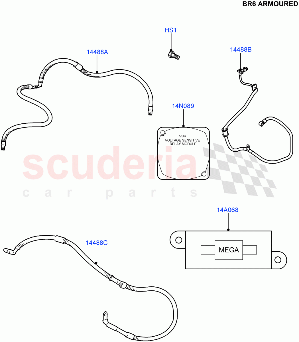 Electrical Wiring - Body And Rear (With B6 Level Armouring) ((V) FROMAA000001) of Land Rover Land Rover Range Rover (2010-2012) [3.6 V8 32V DOHC EFI Diesel]