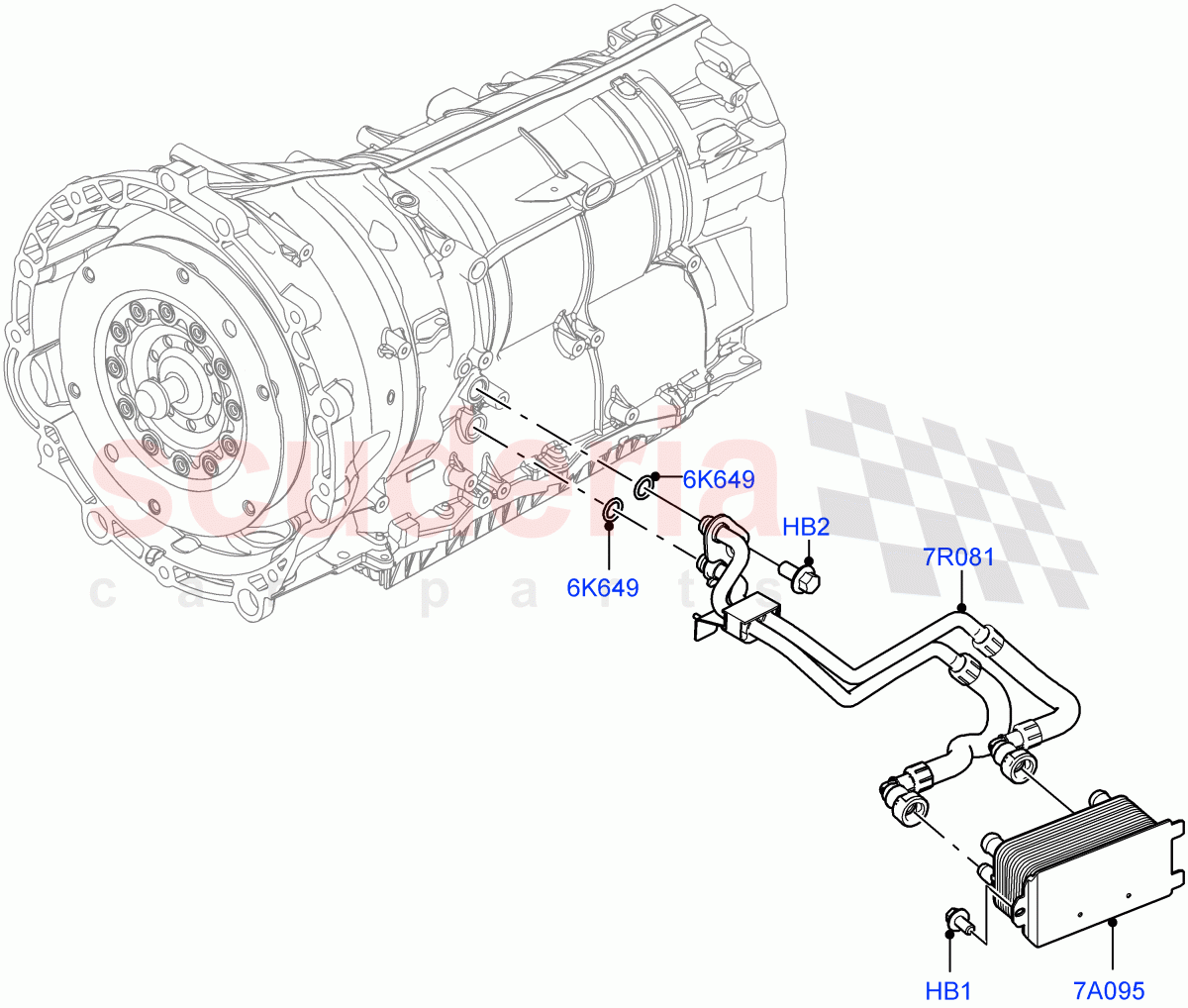 Transmission Cooling Systems (Nitra Plant Build) (3.0L AJ20P6 Petrol High, 8 Speed Auto Trans ZF 8HP76, 3.0L AJ20D6 Diesel High) of Land Rover Land Rover Defender (2020+) [2.0 Turbo Petrol AJ200P]