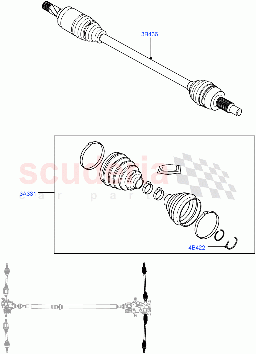 Drive Shaft - Rear Axle Drive (Itatiaia (Brazil), All Wheel Drive, Less Electric Engine Battery, Electric Engine Battery-MHEV) of Land Rover Land Rover Range Rover Evoque (2019+) [2.0 Turbo Diesel]