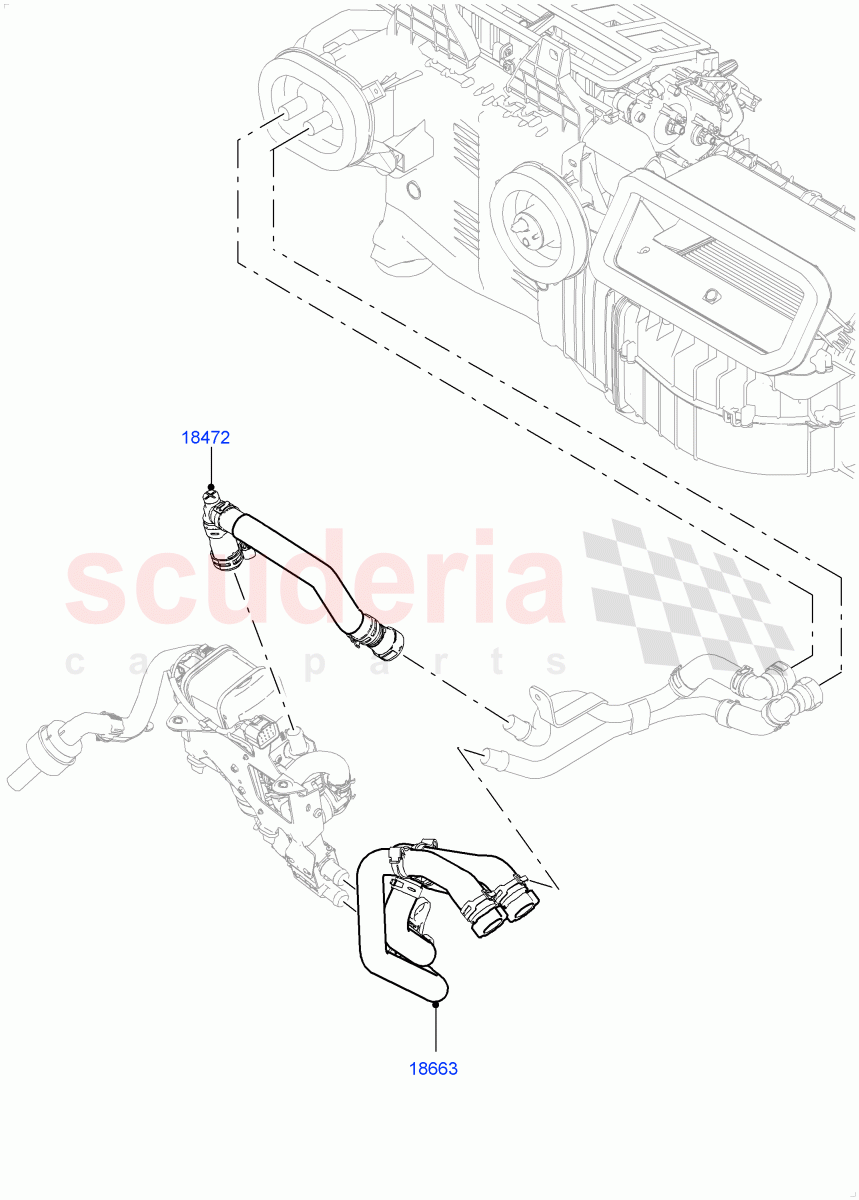 Heater Hoses (Front) (4.4L DOHC DITC V8 Diesel, Park Heating With Remote Control) ((V) FROMJA000001, (V) TOJA999999) of Land Rover Land Rover Range Rover (2012-2021) [3.0 I6 Turbo Petrol AJ20P6]