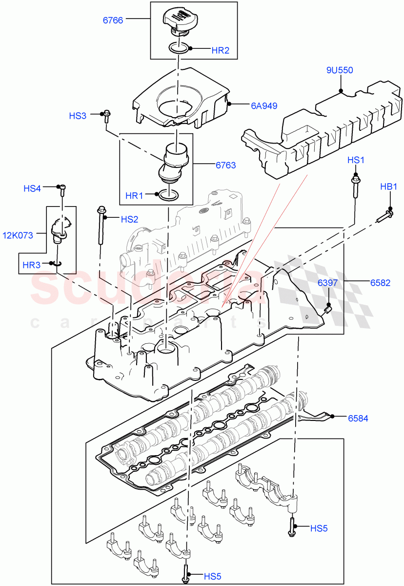 Cylinder Head Cover (Nitra Plant Build) (2.0L I4 DSL HIGH DOHC AJ200, 2.0L I4 DSL MID DOHC AJ200) ((V) FROMK2000001) of Land Rover Land Rover Defender (2020+) [2.0 Turbo Diesel]