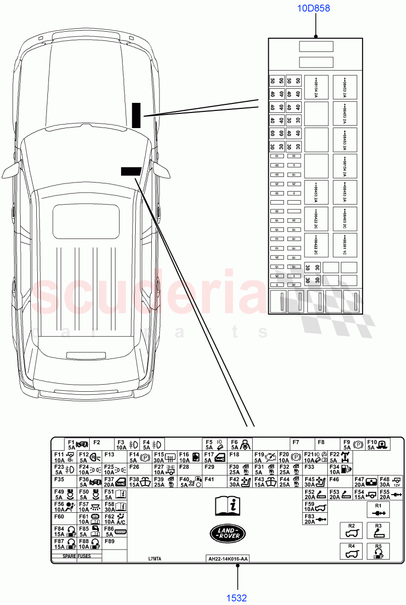 Labels (Fuse Box) ((V) TO9A999999) of Land Rover Land Rover Range Rover Sport (2005-2009) [2.7 Diesel V6]