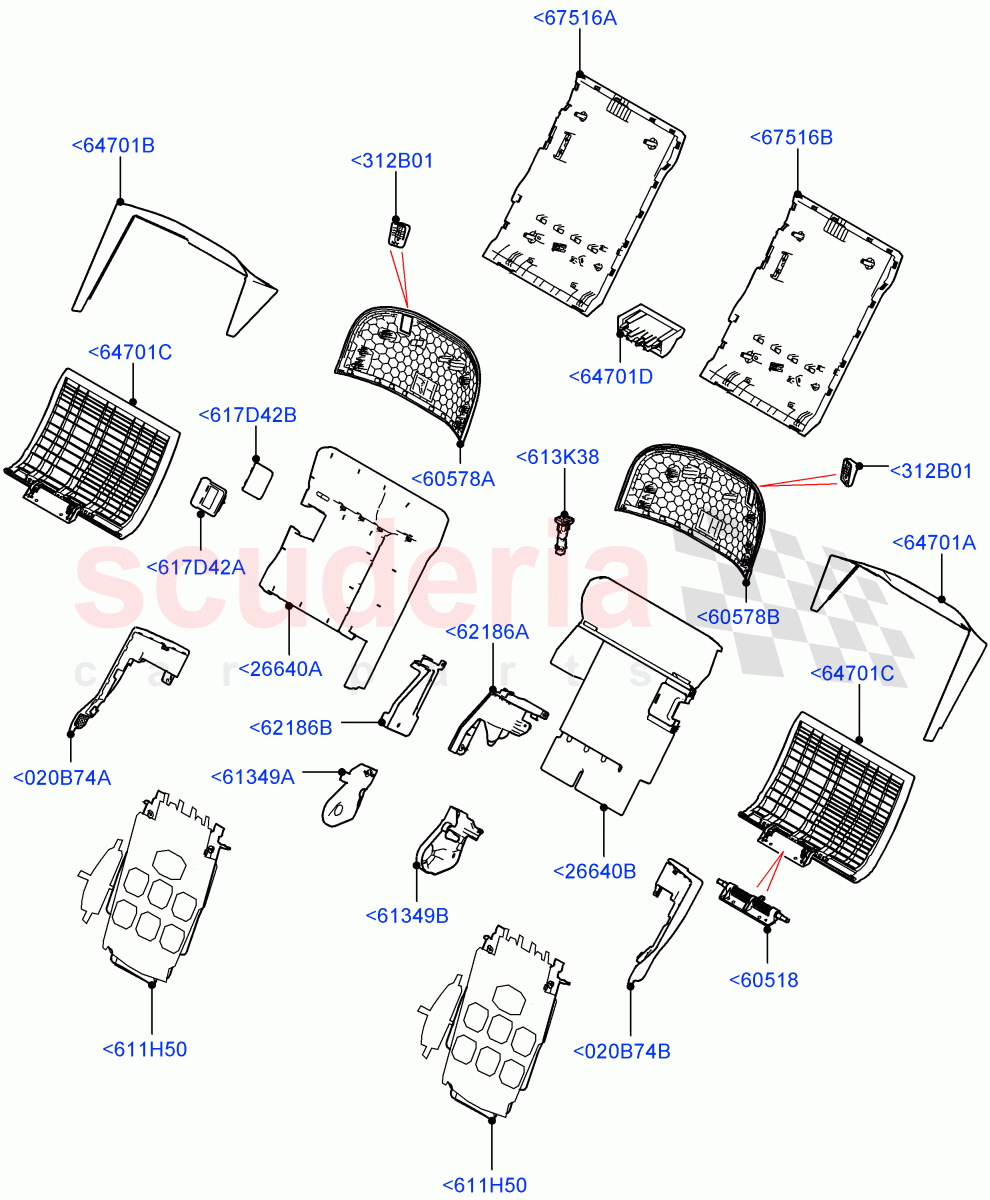 Rear Seat Back (Autobiography Black / SV Autobiography) (With 2 Rear Small Individual Seats) ((V) FROMJA000001) of Land Rover Land Rover Range Rover (2012-2021) [3.0 I6 Turbo Diesel AJ20D6]