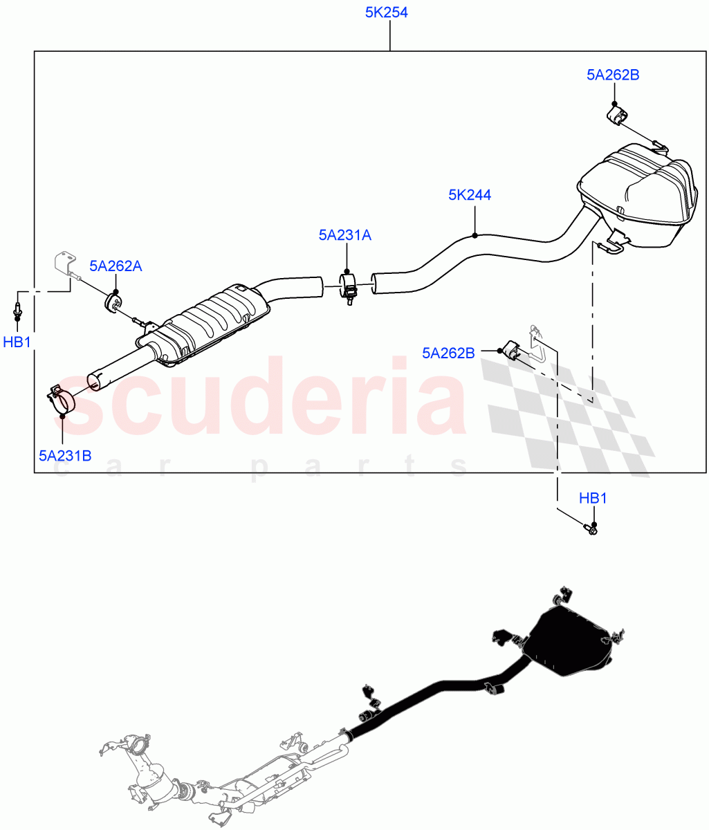 Rear Exhaust System (2.0L AJ21D4 Diesel Mid, Halewood (UK)) ((V) FROMMH000001) of Land Rover Land Rover Discovery Sport (2015+) [2.0 Turbo Diesel AJ21D4]
